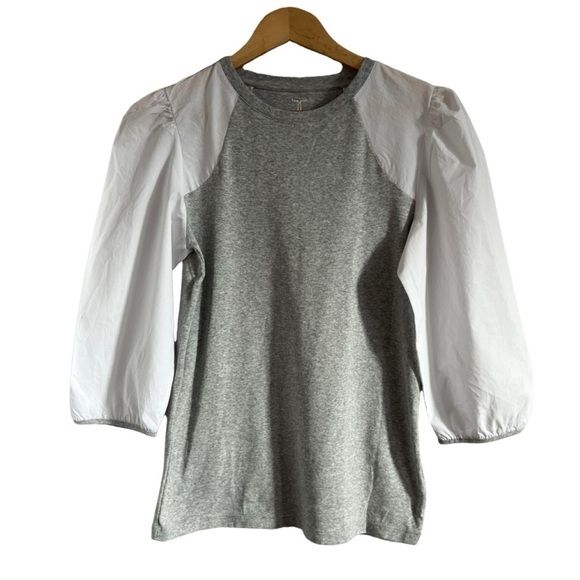 RARE Tristan Women’s Crisp White Cotton Puffy Sleeves with Light Grey T-Shirt… - Picture 1 of 3